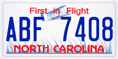 NC license plate ABF7408