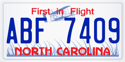 NC license plate ABF7409