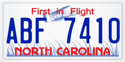 NC license plate ABF7410
