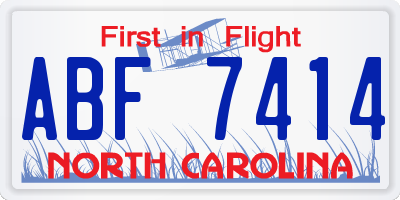 NC license plate ABF7414