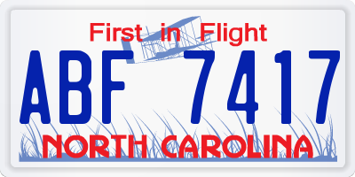NC license plate ABF7417