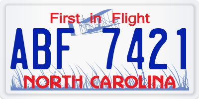 NC license plate ABF7421