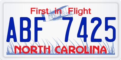 NC license plate ABF7425