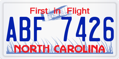 NC license plate ABF7426