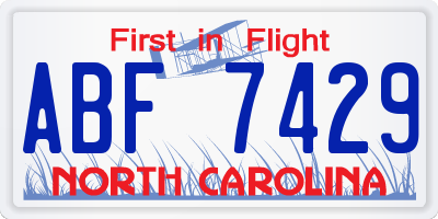 NC license plate ABF7429