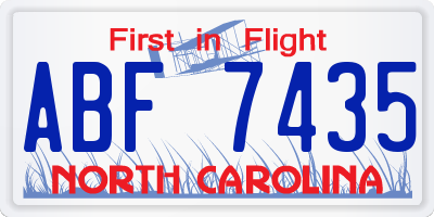 NC license plate ABF7435