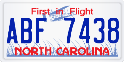 NC license plate ABF7438