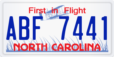 NC license plate ABF7441
