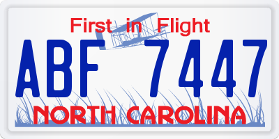 NC license plate ABF7447