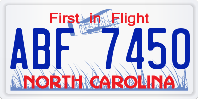NC license plate ABF7450