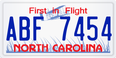 NC license plate ABF7454