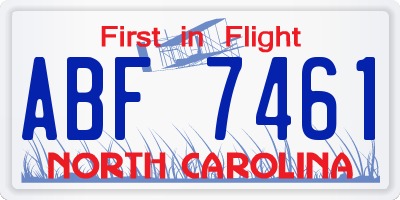 NC license plate ABF7461