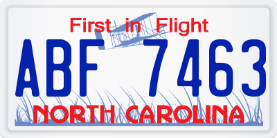 NC license plate ABF7463