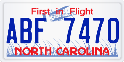 NC license plate ABF7470