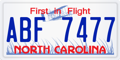 NC license plate ABF7477
