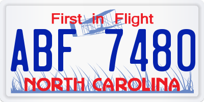 NC license plate ABF7480