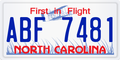 NC license plate ABF7481