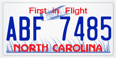 NC license plate ABF7485