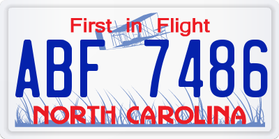 NC license plate ABF7486