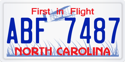 NC license plate ABF7487