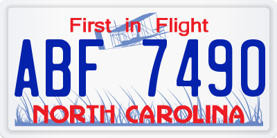NC license plate ABF7490