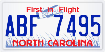 NC license plate ABF7495