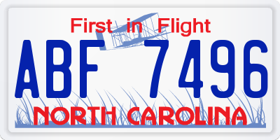 NC license plate ABF7496