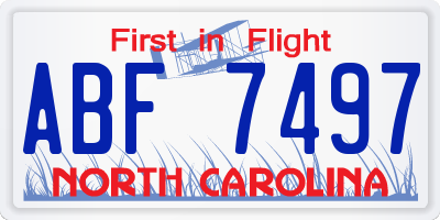 NC license plate ABF7497