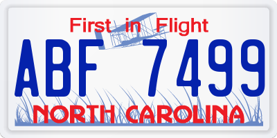 NC license plate ABF7499