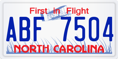 NC license plate ABF7504
