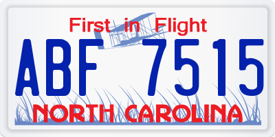 NC license plate ABF7515