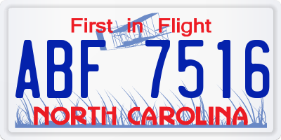 NC license plate ABF7516