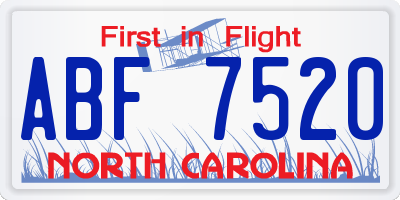 NC license plate ABF7520