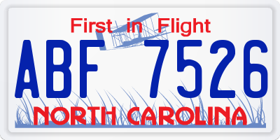 NC license plate ABF7526