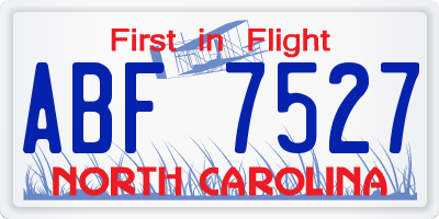 NC license plate ABF7527