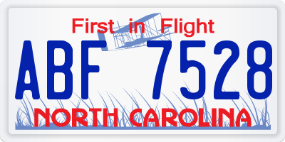 NC license plate ABF7528