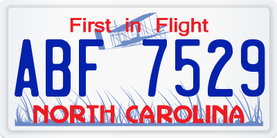 NC license plate ABF7529
