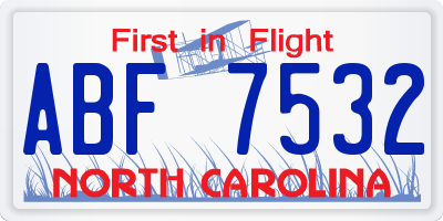 NC license plate ABF7532