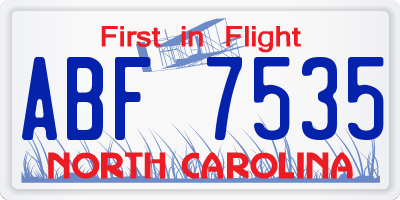 NC license plate ABF7535