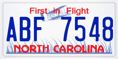 NC license plate ABF7548