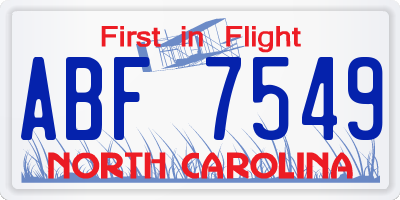NC license plate ABF7549