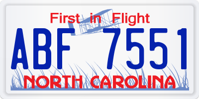 NC license plate ABF7551