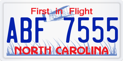 NC license plate ABF7555