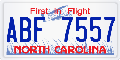 NC license plate ABF7557