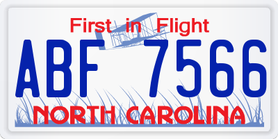 NC license plate ABF7566