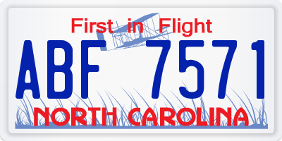 NC license plate ABF7571