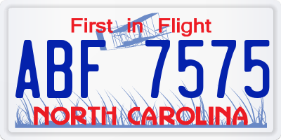NC license plate ABF7575