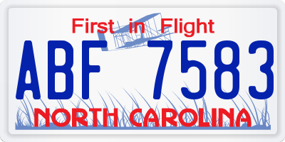 NC license plate ABF7583