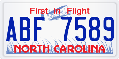 NC license plate ABF7589