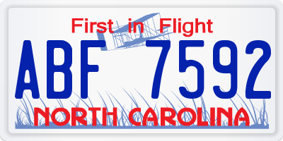 NC license plate ABF7592